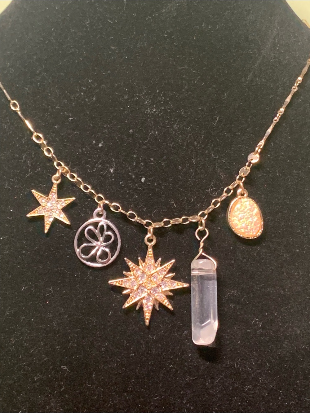 Gold-Tone Star & Crystal Charm Necklace - Women Jewelry